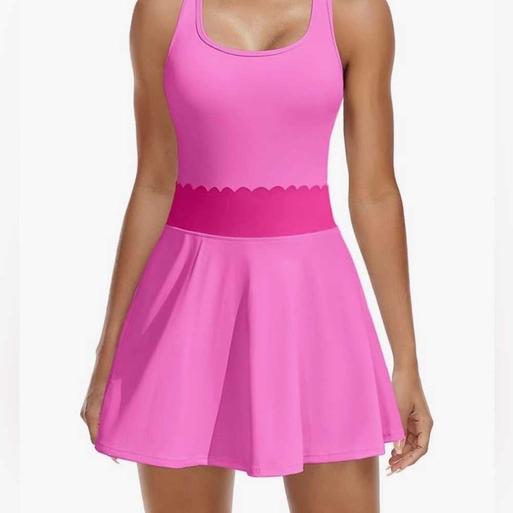 Pink scalloped two piece set (top and skort)